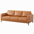 Canapé 3 places 220 x 90 cm aspect cuir marron style contemporain