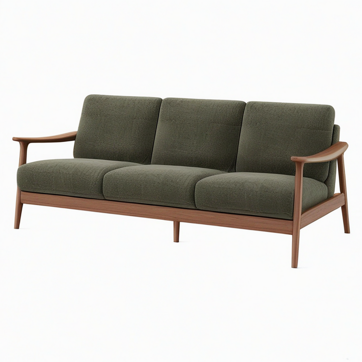 Canapé 3 places 200 x 78 x 82 cm en tissu vert foncé et bois style scandinave