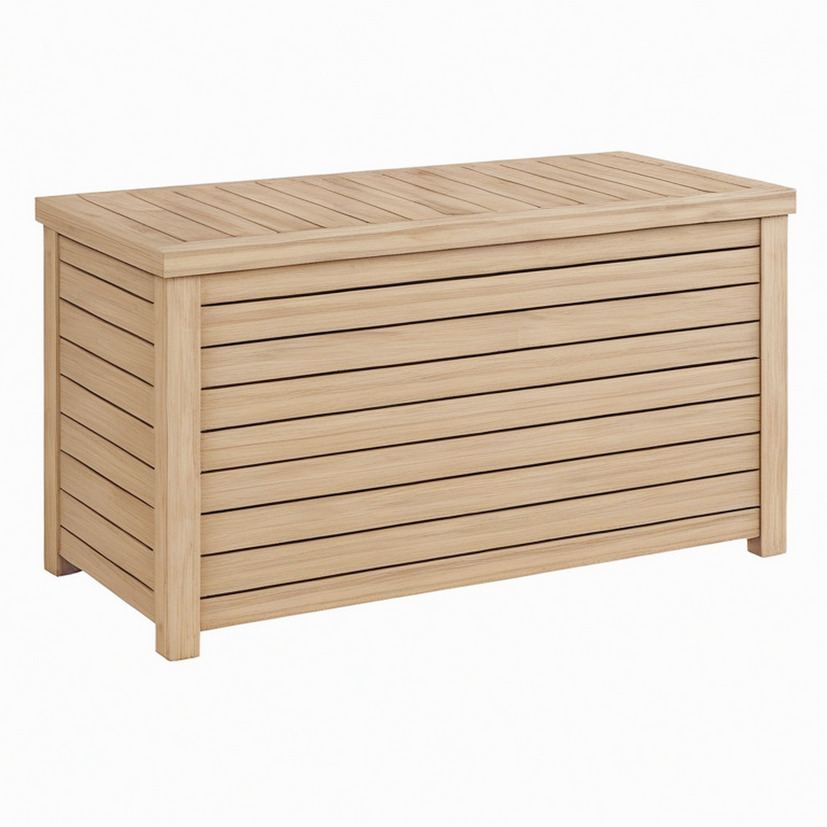 Coffre de rangement extérieur 120 x 60 x 65 cm en bois naturel à lattes