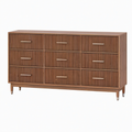 Commode 160 x 45 x 90 cm en bois marron à 9 tiroirs style moderne