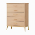 Commode 80 x 40 x 120 cm en bois brun clair à 5 tiroirs style contemporain