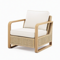 Fauteuil de jardin 75 x 82 x 86 cm en bois et fibres tressées beige style naturel