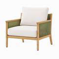Fauteuil 75 x 80 x 82 cm en bois et corde tressée vert olive style naturel