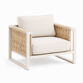 Fauteuil de jardin 80 x 75 x 75 cm en métal et corde beige style contemporain