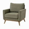 Fauteuil 82 x 85 x 90 cm textile vert kaki pieds en bois style moderne