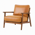 Fauteuil 78 x 82 x 85 cm en bois et revêtement aspect cuir marron - style scandinave