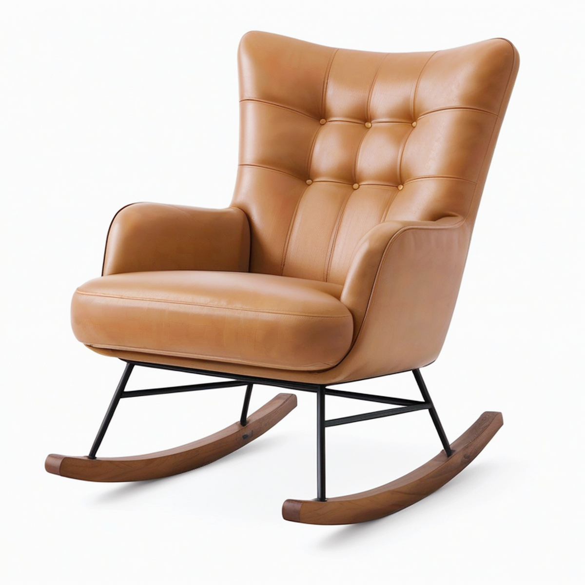 Fauteuil à bascule 78 x 92 x 105 cm marron aspect cuir style contemporain
