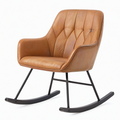 Fauteuil à bascule 70 x 90 x 98 cm en similicuir marron style vintage