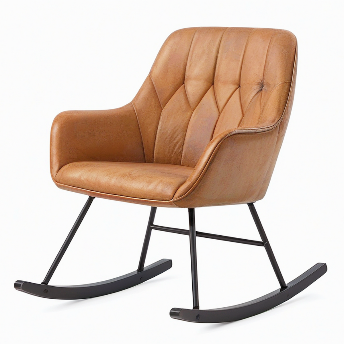 Fauteuil à bascule 70 x 90 x 98 cm en similicuir marron style vintage
