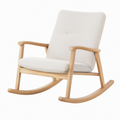 Fauteuil à bascule 68 x 92 x 98 cm en bois et tissu écru style scandinave