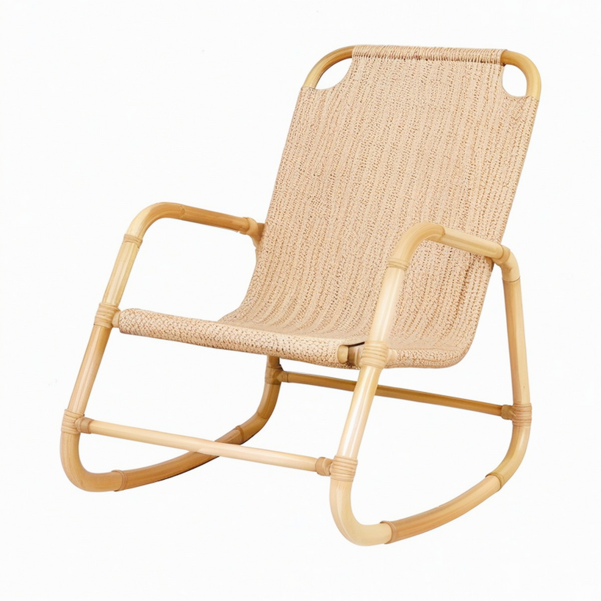 Fauteuil à bascule 100 x 65 x 95 cm en rotin naturel style bohème